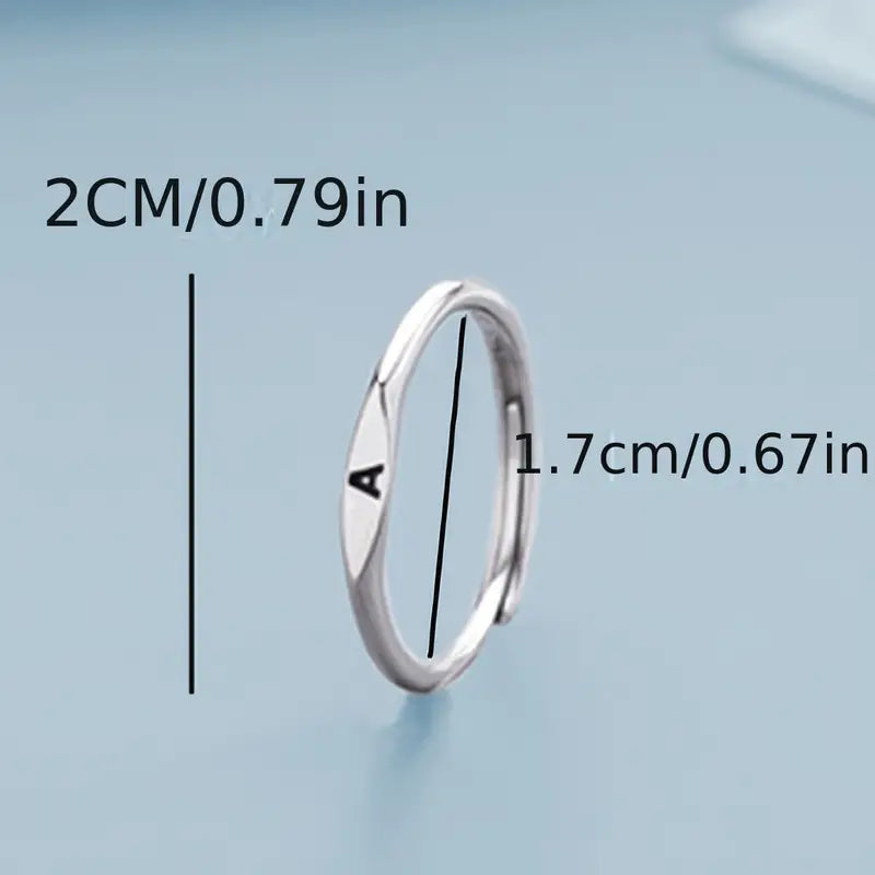 ICE WATER  Simple  Adjustable opening 26 English Letter Carved Ring