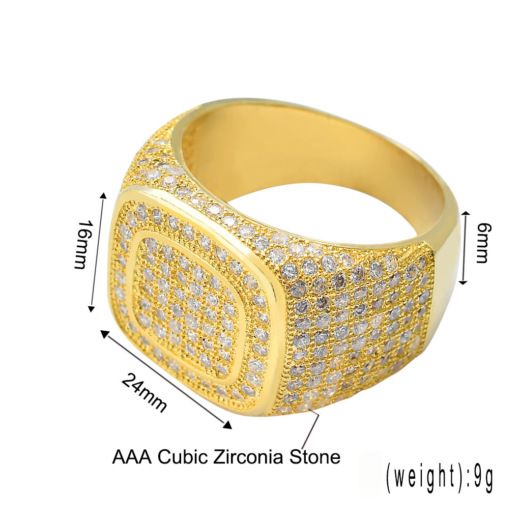 ICE WATER Hip Hop Bling Luxury Ring With Inlaid Zirconia