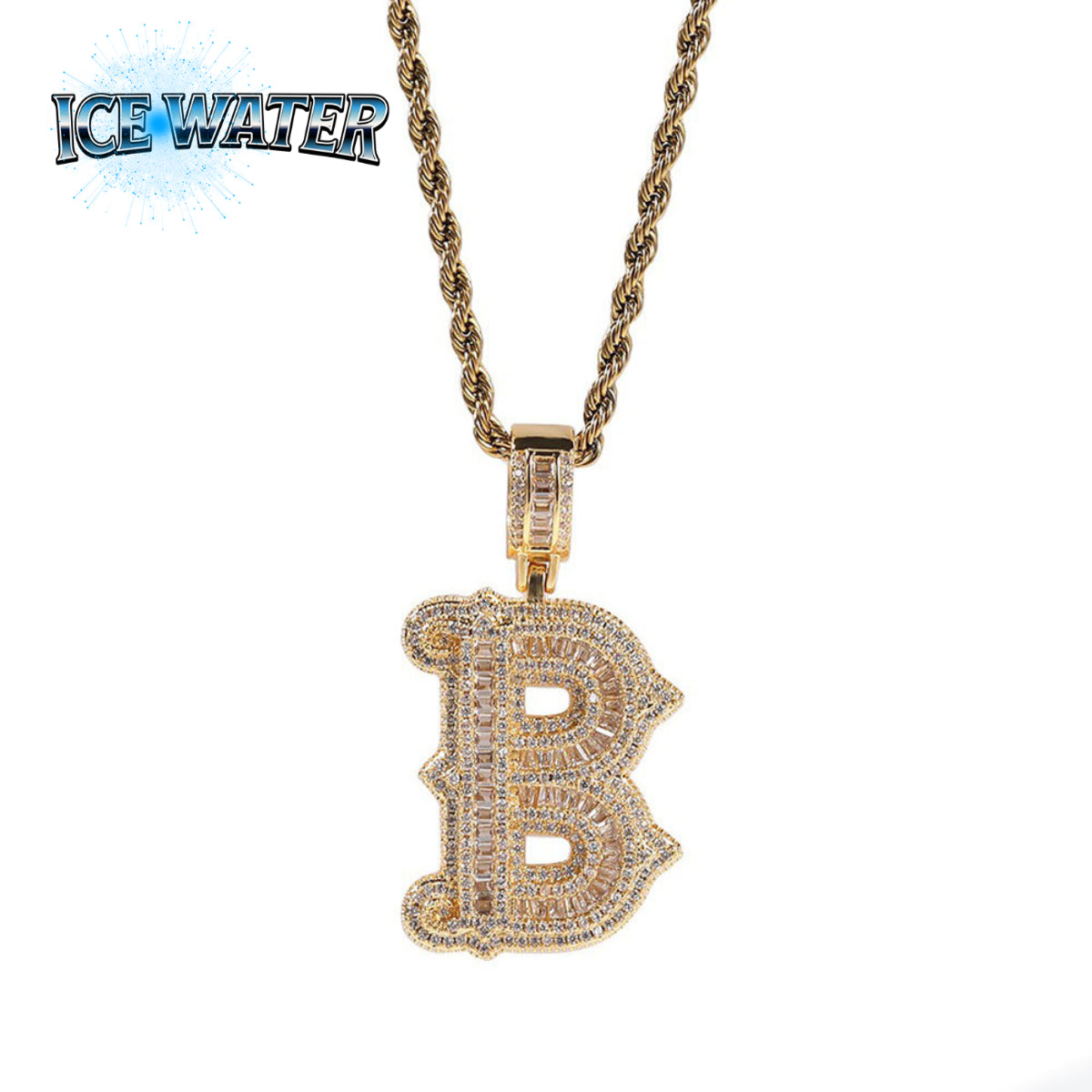 ICE WATER 26 English Letter Pendant Zircon