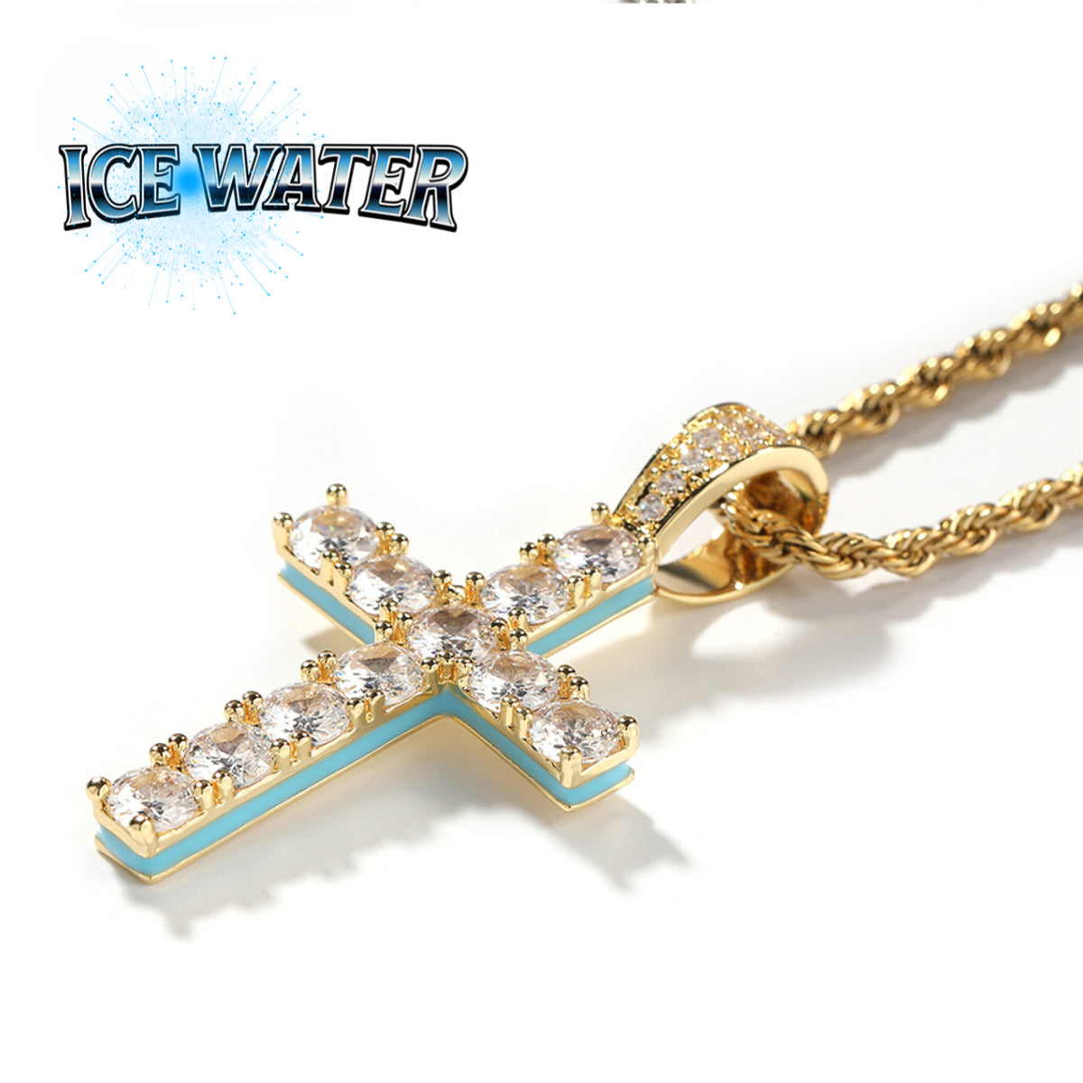 ICE WATER Luminous cross Pendant Hip Hop