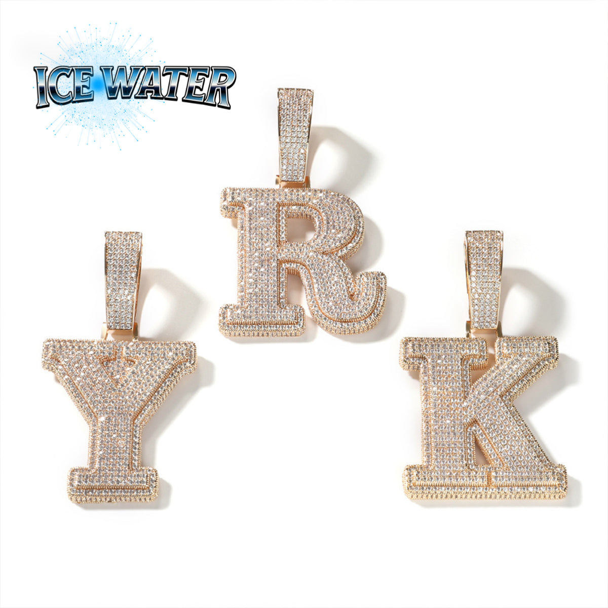 ICE WATER Large 26 English Letter zirconia Pendant