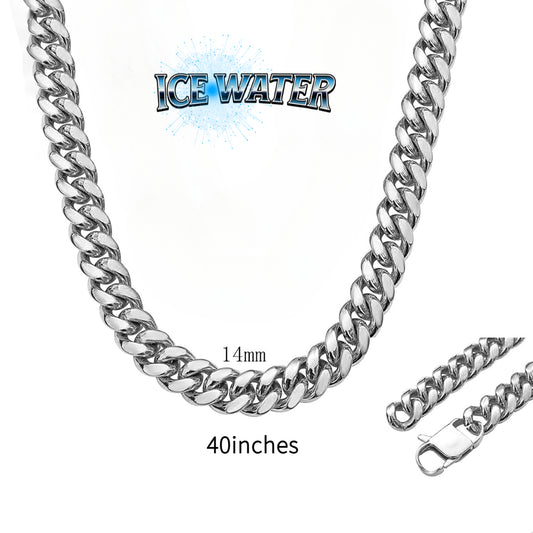 ICE WATER 14mm Width High Polished 40inches Cuban Curb Link Chain