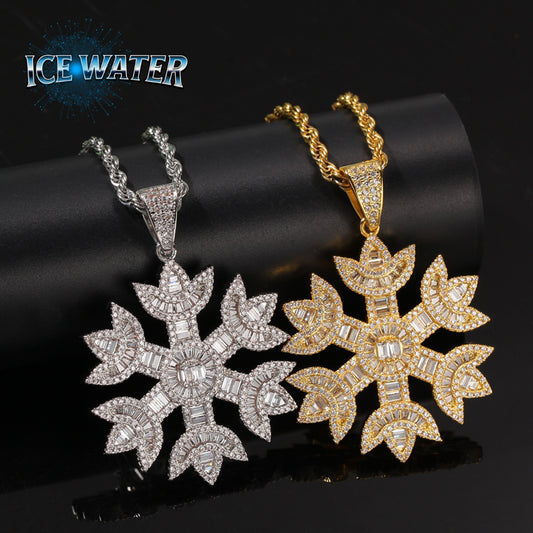 ICE WATER Large Snowflake zirconia Pendant Hip-hop