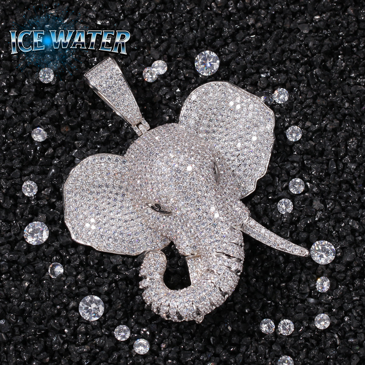 ICE WATER Large Elephant Head Hip-hop zirconia Pendant