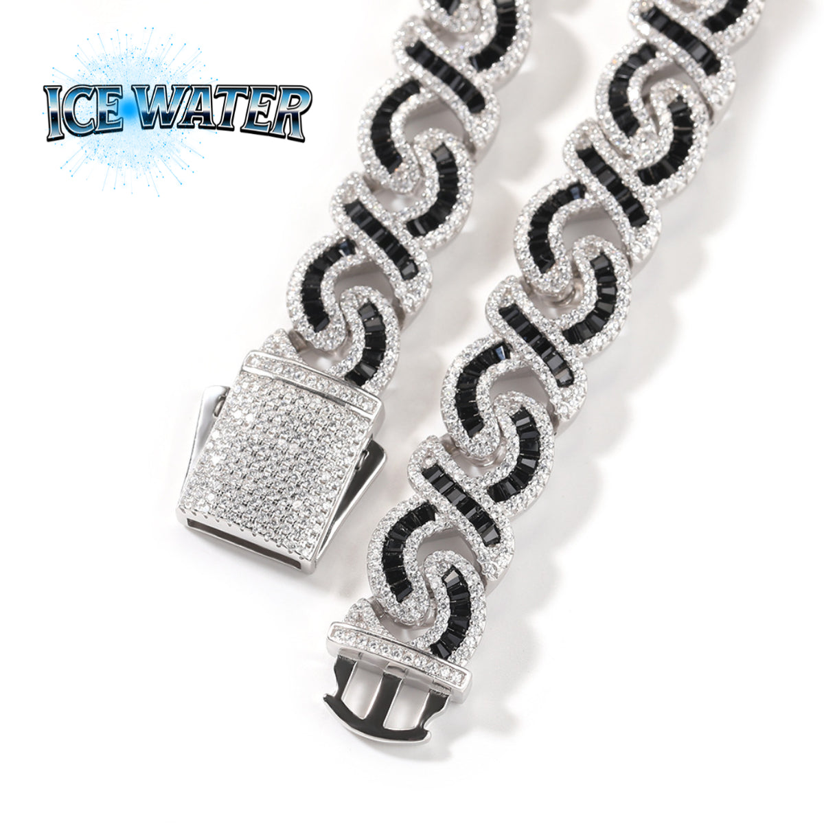 ICE WATER Punk zirconia Cuban Chain Bracelet Necklace Hip-hop