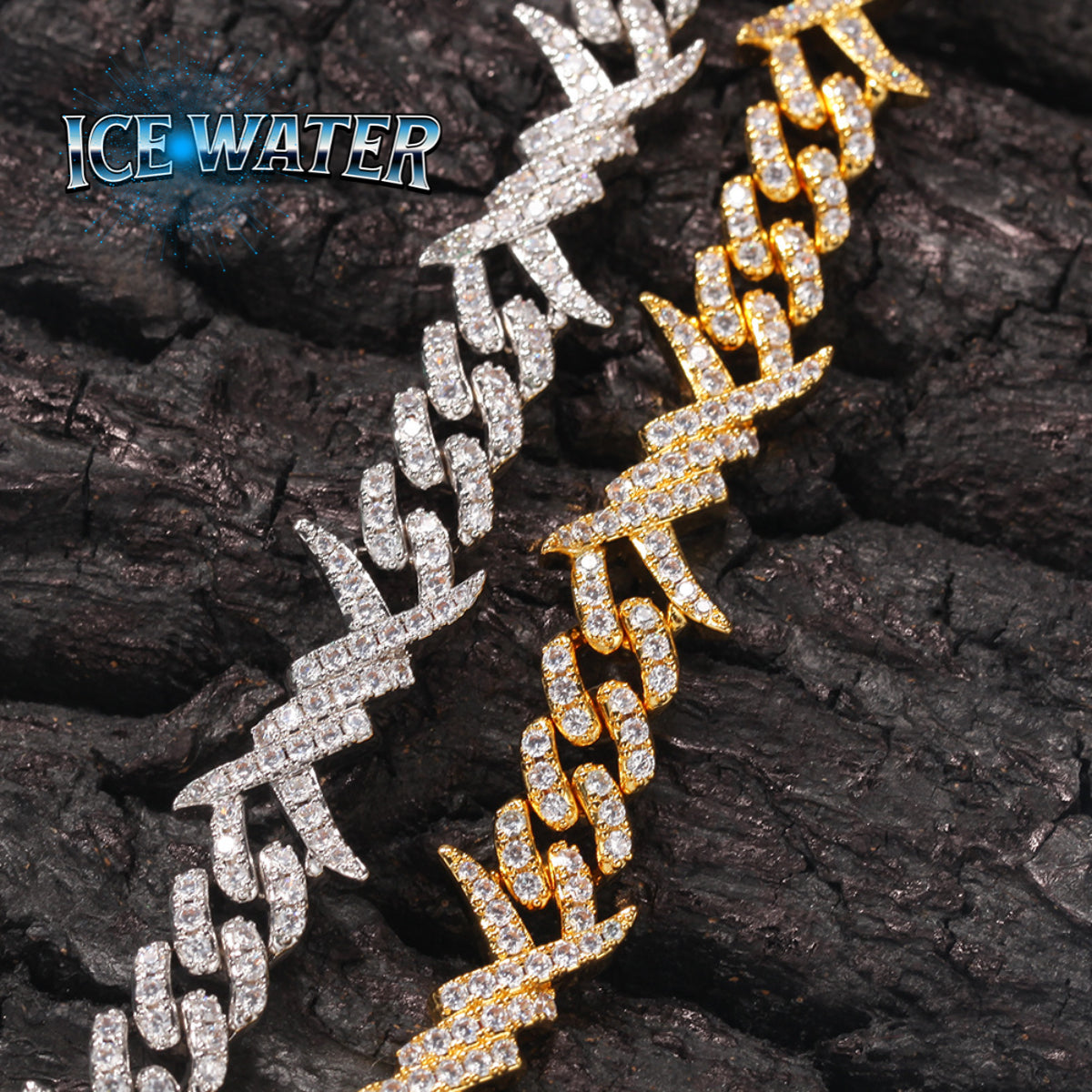 ICE WATER Men's Chain Necklace Bracelet Trendy Hip Pop Style