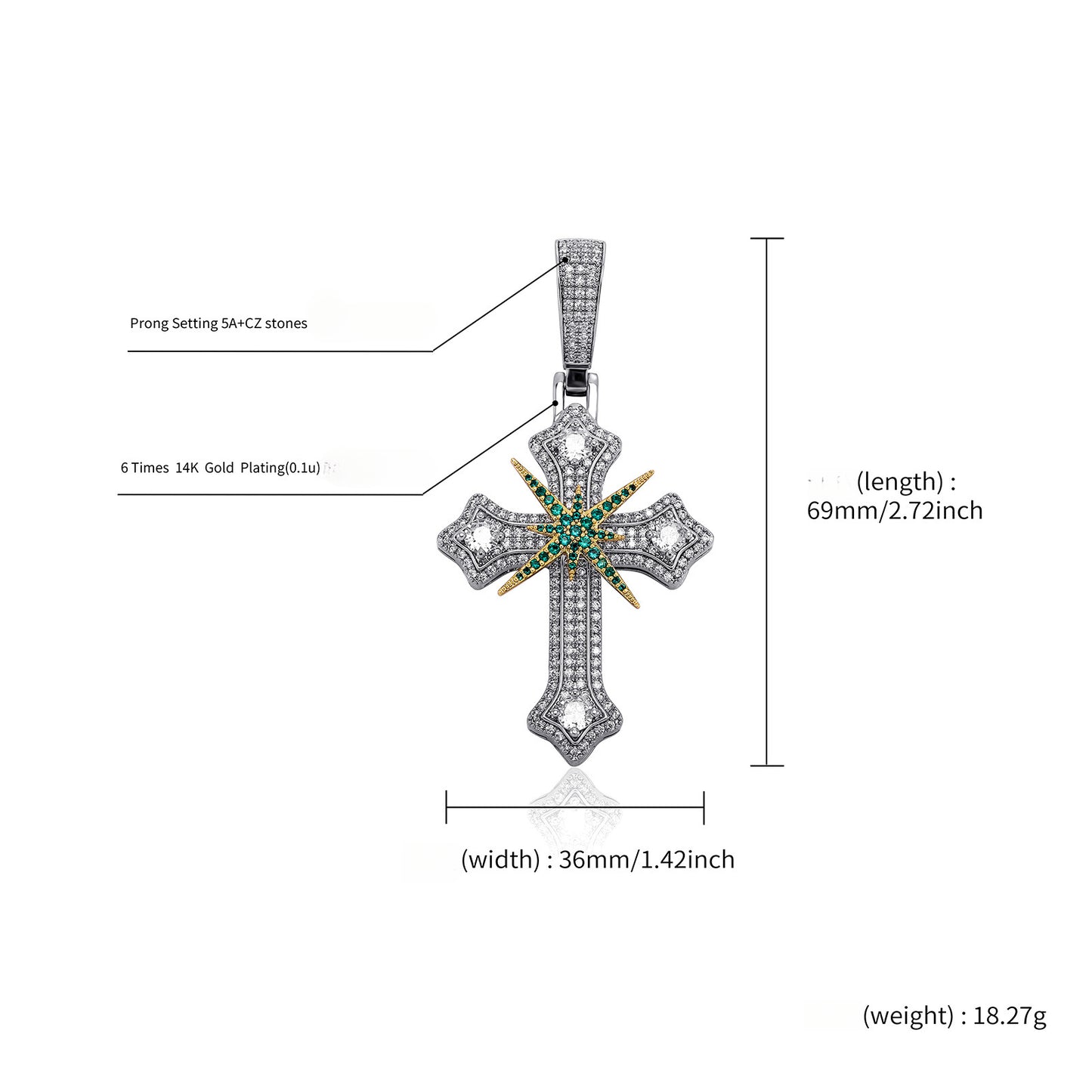 ICE WATER Spinner Zirconia cross Pendant