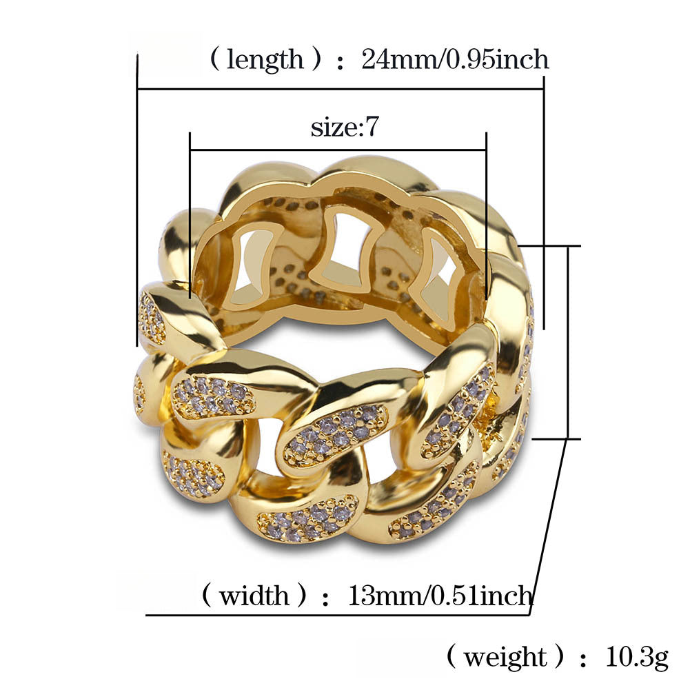 ICE WATER Hip Hop Cuban Link Ring Zirconia