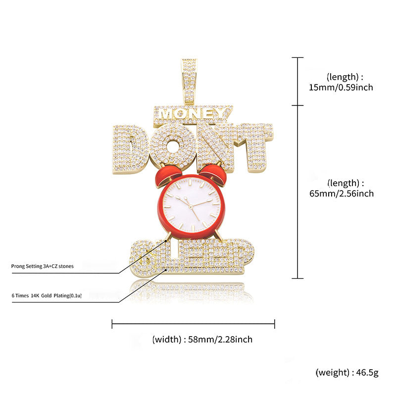 ICE WATER Big Red Clock-Money Don't Sleep Excitation Pendant