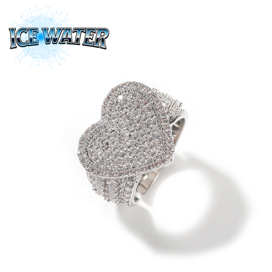 ICE WATER Heart Shaped Cubic Zirconia Adjustable opening Ring