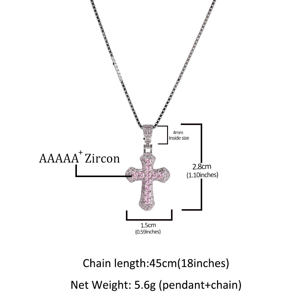 ICE WATER  All Over Zirconic Cross Pendant collarbone chain