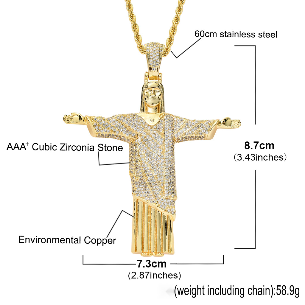 ICE WATER Hip Hop Jesus Cross Cubic Zirconia Pendant