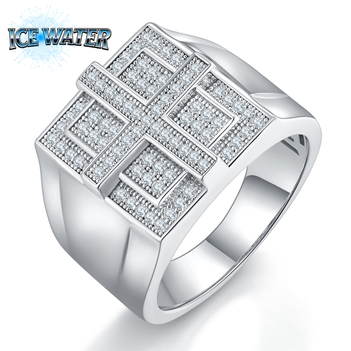 Moissanite cross Men's ring 925 style