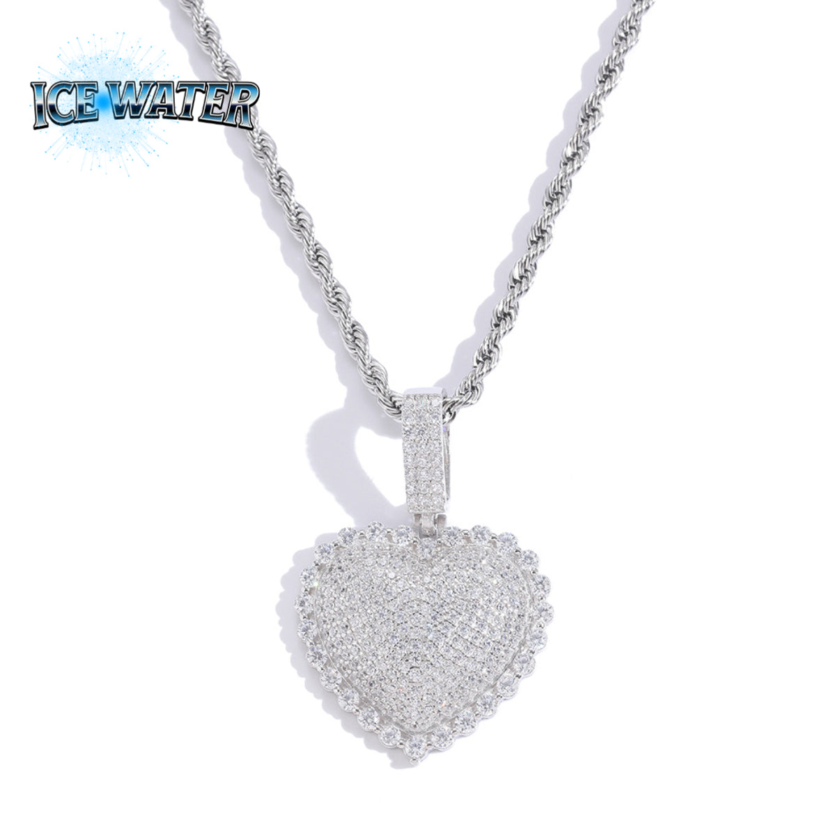 ICE WATER CZ heart shape 925 style Pendant