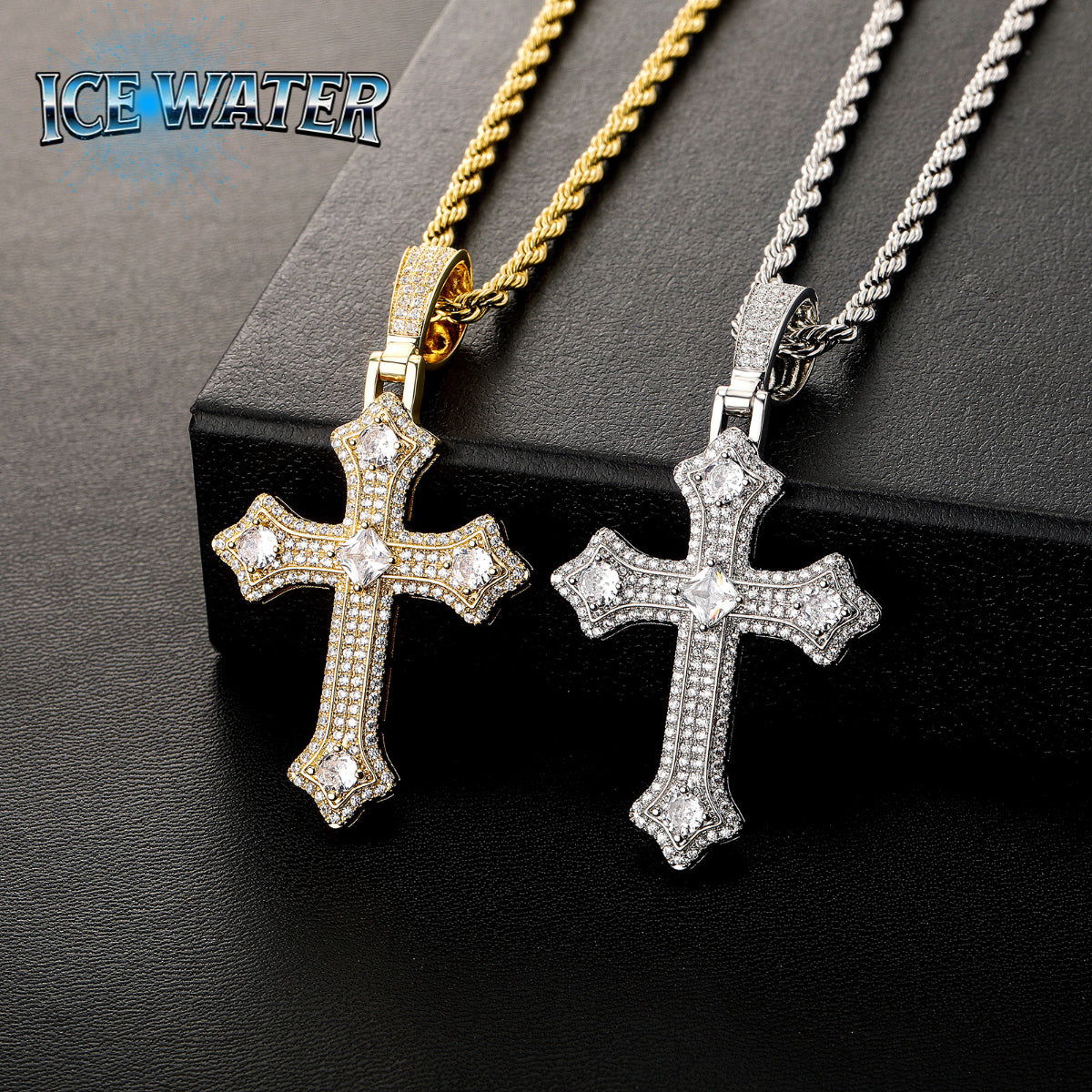 ICE WATER Hip-hop Cross zirconia Cuban Pendant