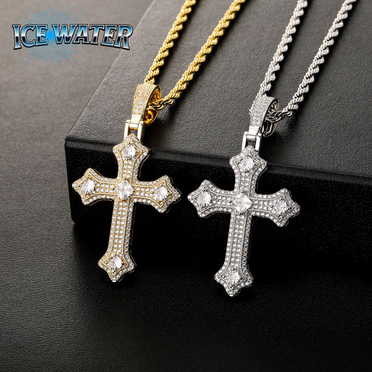 ICE WATER Hip-hop Cross zirconia Cuban Pendant