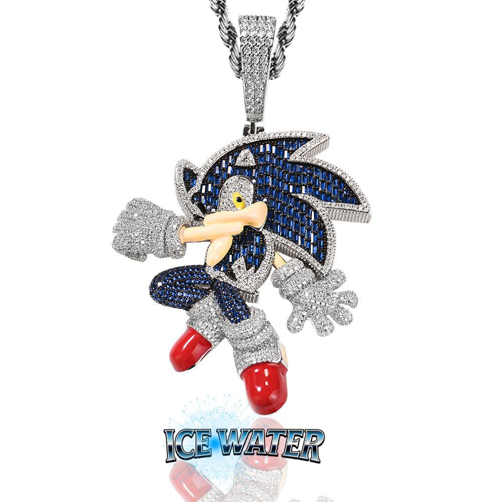 ICE WATER Sonic Cartoon Pendant Necklace copper zirconia