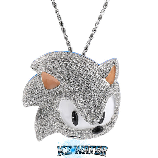 ICE WATER Sonic Character Figure copper zirconia Pendant Necklace