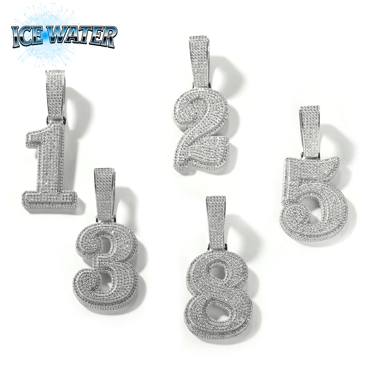 ICE WATER Large Number 1-9 zirconia Pendant